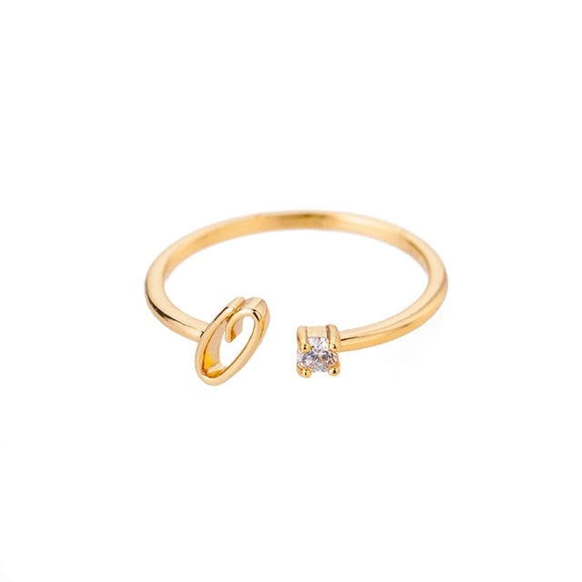 Bague avec Initiale <titolo_esteso><span>avec lettre ajustable en acier inoxydable plaqué or blanc, or jaune ou or rose avec zircons blancs</span></titolo_esteso> - Image 17