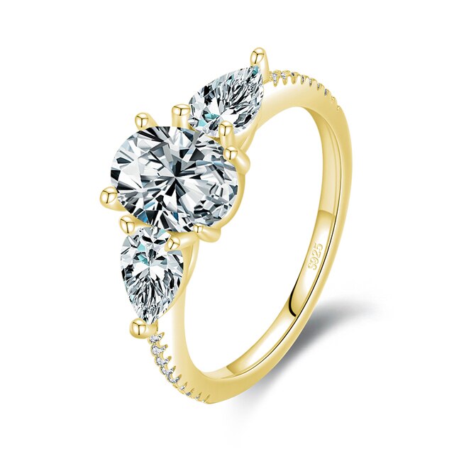 Bague Trilogie <titolo_esteso><span>en argent 925 plaqué or jaune avec zircons blancs</span></titolo_esteso>