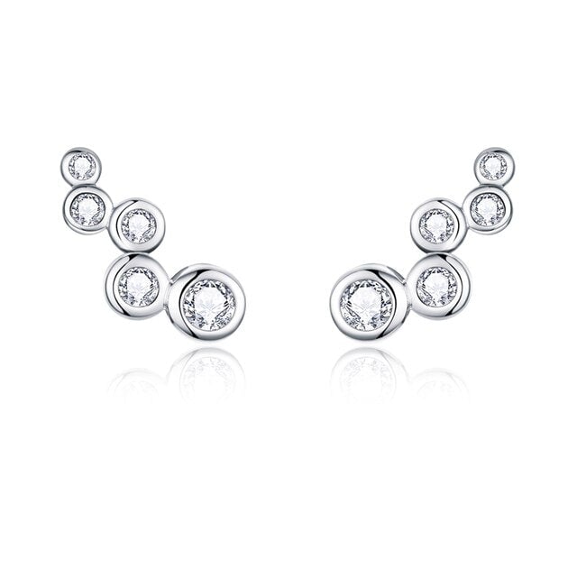 Boucles d'Oreilles Petites Bulles <titolo_esteso><span>en argent 925 plaqué or blanc avec zircons blancs</span></titolo_esteso>