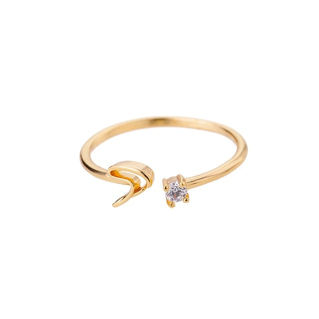 Bague avec Initiale <titolo_esteso><span>avec lettre ajustable en acier inoxydable plaqué or blanc, or jaune ou or rose avec zircons blancs</span></titolo_esteso> - Image 21