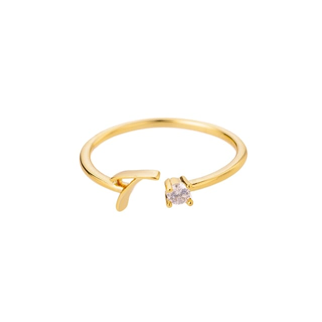 Bague avec Initiale <titolo_esteso><span>avec lettre ajustable en acier inoxydable plaqué or blanc, or jaune ou or rose avec zircons blancs</span></titolo_esteso> - Image 22