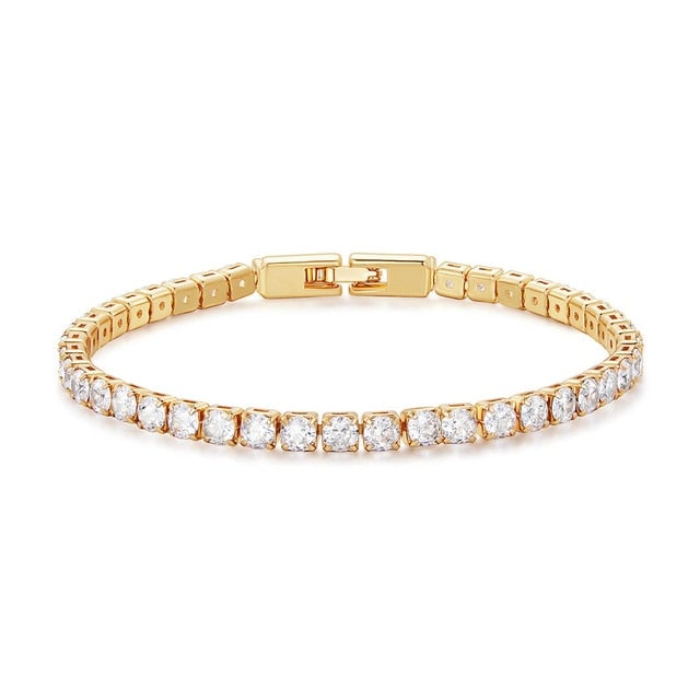 Bracelet Tennis <titolo_esteso><span>en acier inoxydable plaqué or jaune avec zircons blancs</span></titolo_esteso>